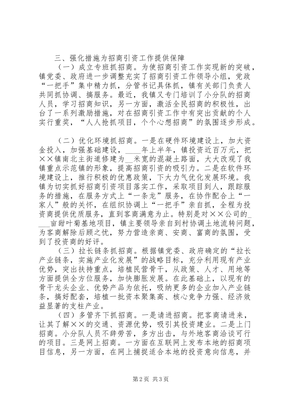 在全区招商引资会议上的典型发言材料_第2页