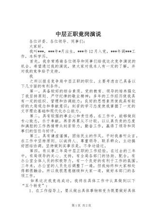 中层正职竟岗演说稿)