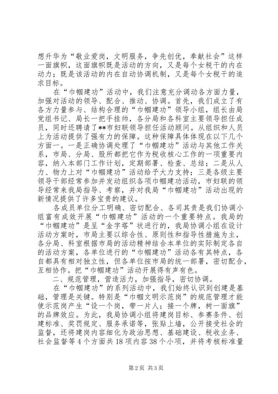 地税局巾帼建功经验交流发言材料提纲范文_第2页