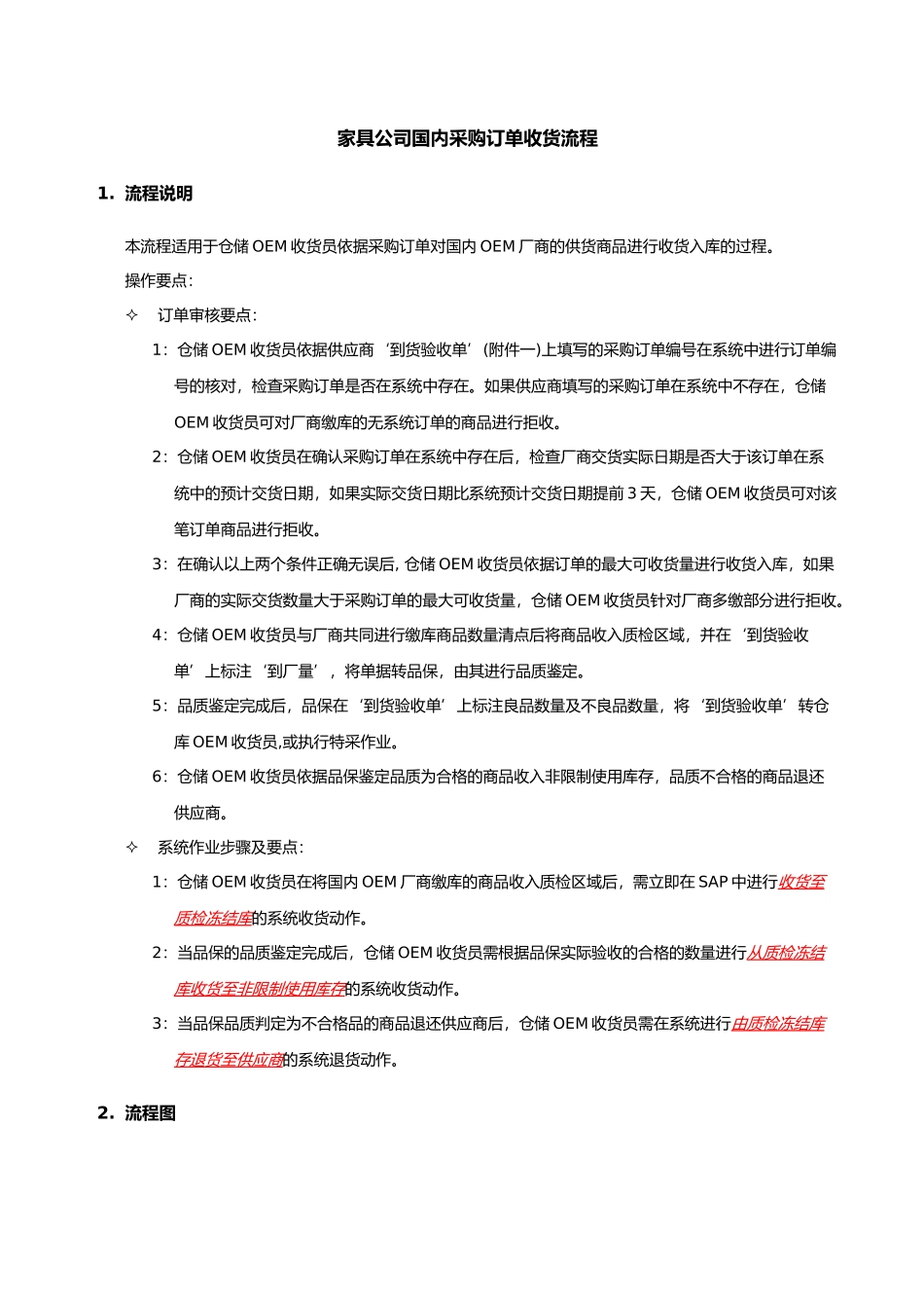 家具公司国内采购订单收货流程_第1页