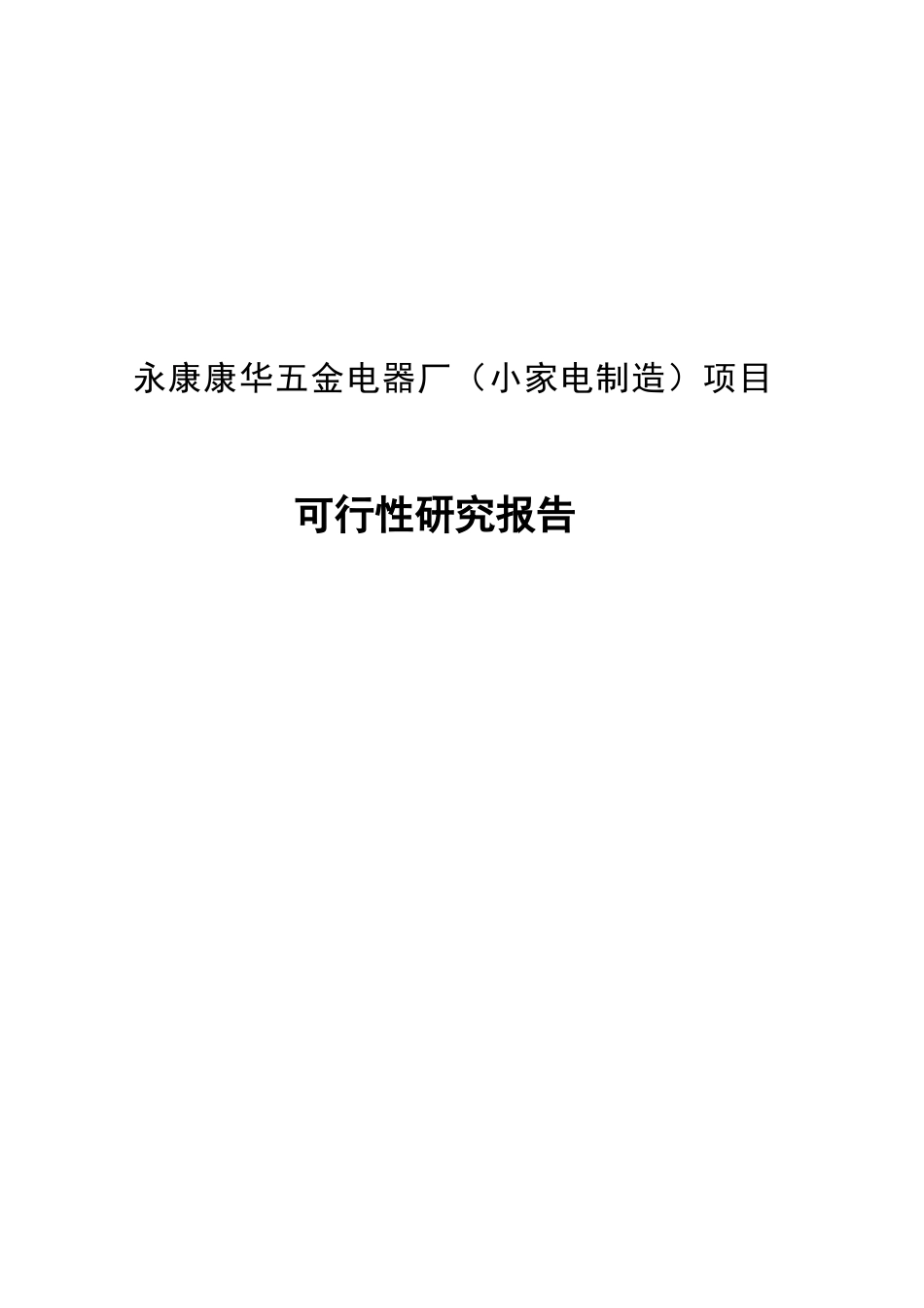 小家电制造项目可行性研究报告_第1页