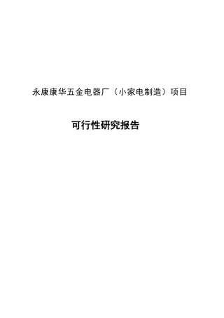 小家电制造项目可行性研究报告