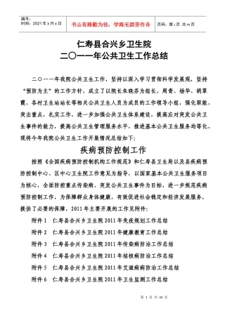 合兴乡卫生院XXXX年各项公共卫生工作总结