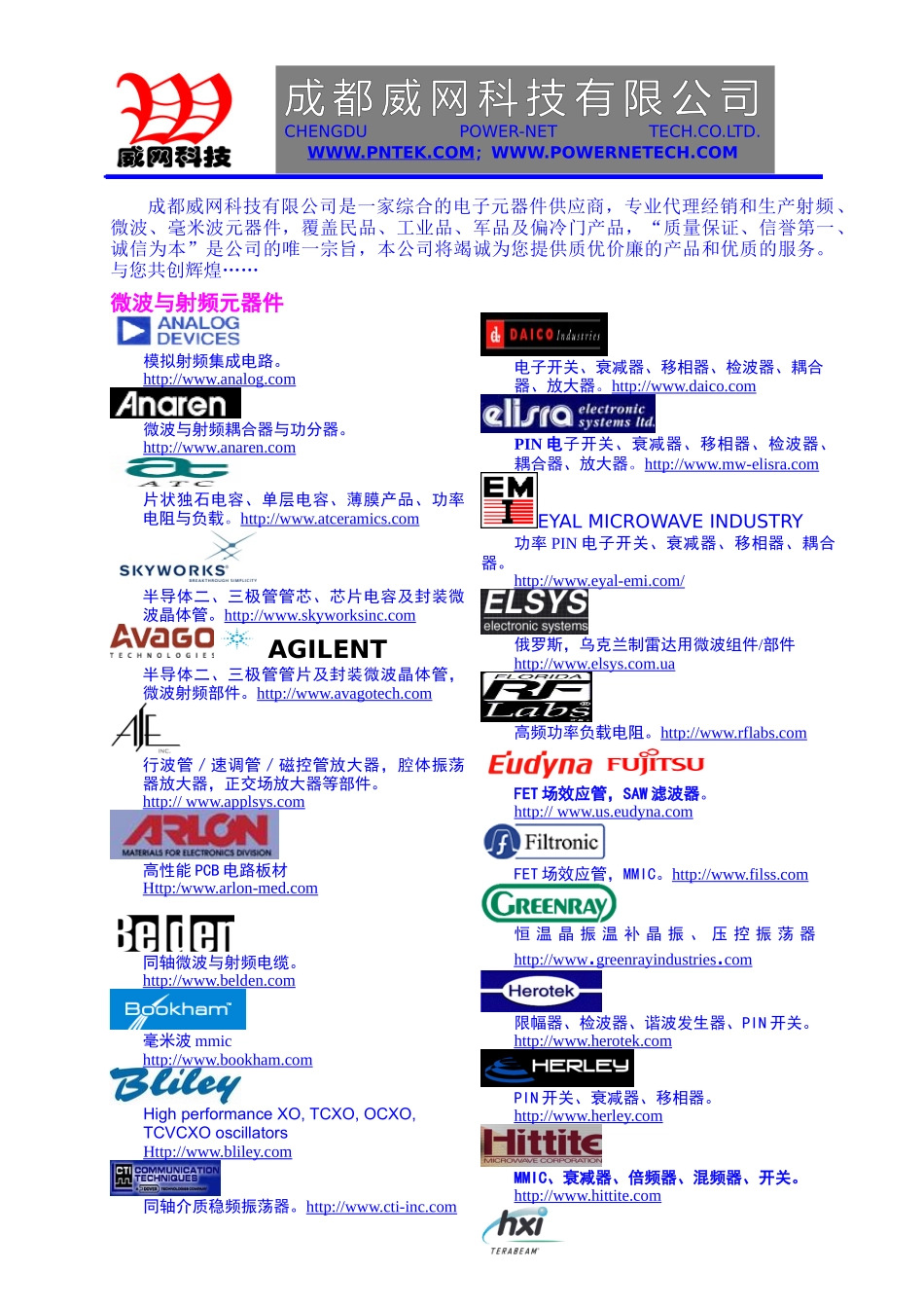 成都威网科技有限公司是一家综合的电子元器件供应商-E-m_第1页