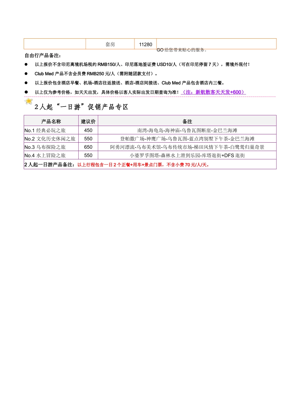 巴厘岛4晚酒店产品专区出团日期11月2_第2页