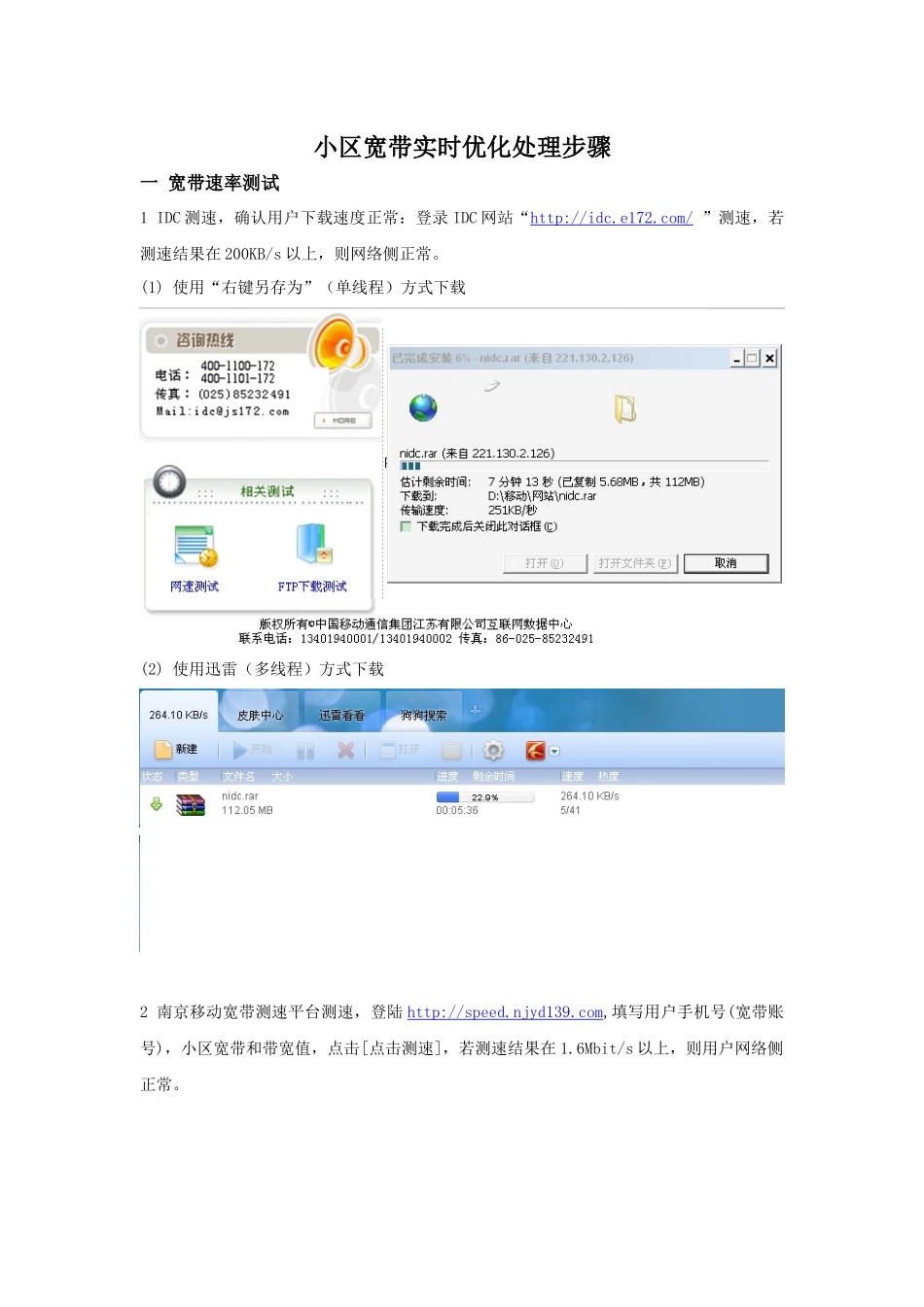 小区宽带实时优化处理步骤(for代维_第1页