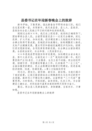 县委书记在年迎新春晚会上的致辞演讲范文
