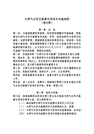 天然气分布式能源示范项目实施细则(建议稿)