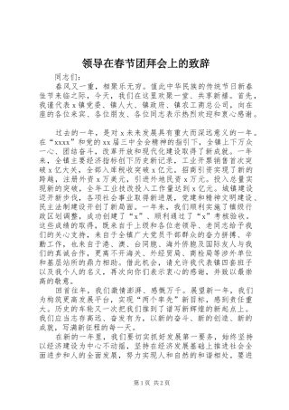 领导在春节团拜会上的致辞稿