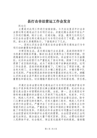 县打击非法营运工作会发言稿