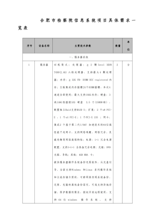 合肥市检察院信息系统项目具体需求一览表