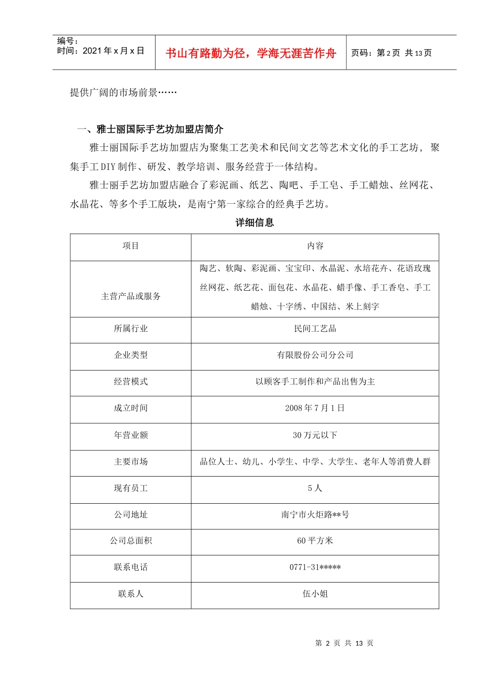 南宁加盟店创业计划书_第3页