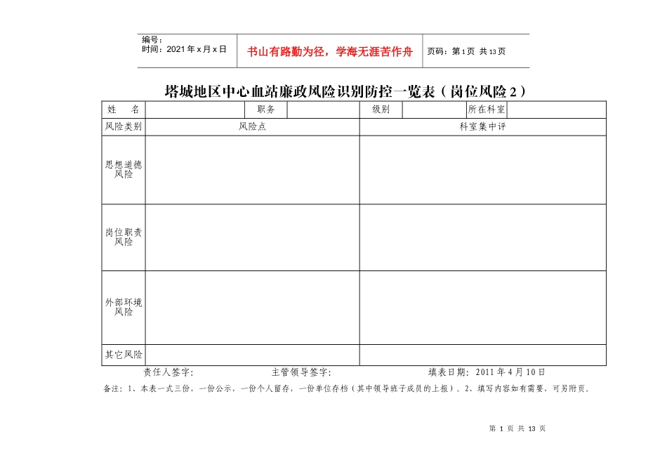 卫生局单位廉政风险程序_第1页