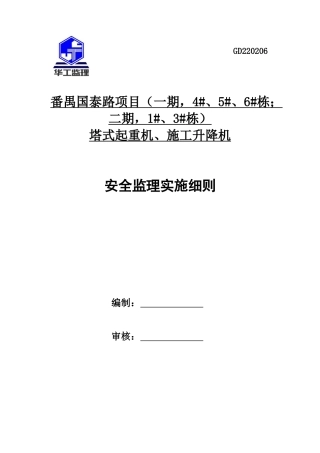 塔式起重机施工升降机安全监理细则GD220206