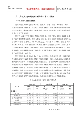 发行人主要业务及主要产品(项目)情况