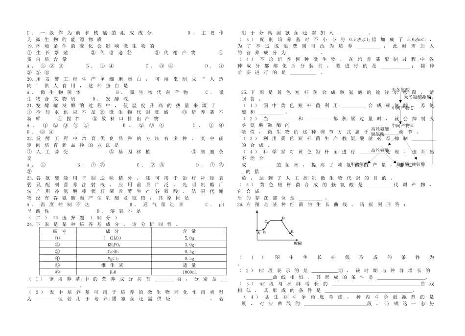 微生物与发酵工程单元检测_第2页