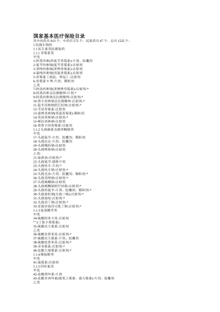 国家基本医疗保险西药目录