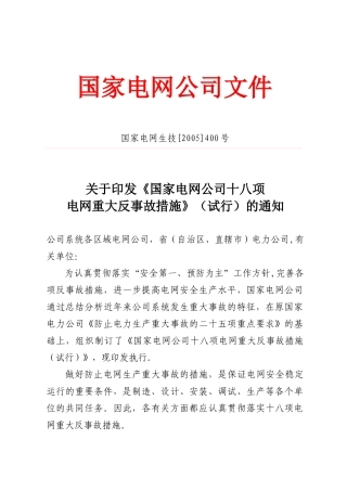 国家电网公司十八项反措