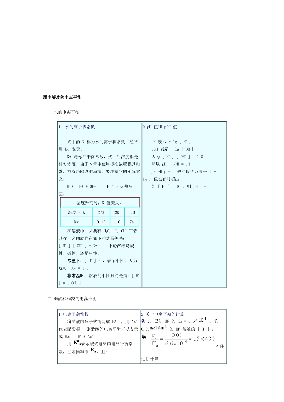 弱电解质的电离平衡知识_第1页