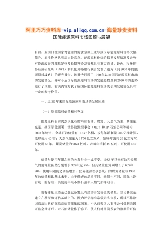 国际能源原料市场回顾与展望7