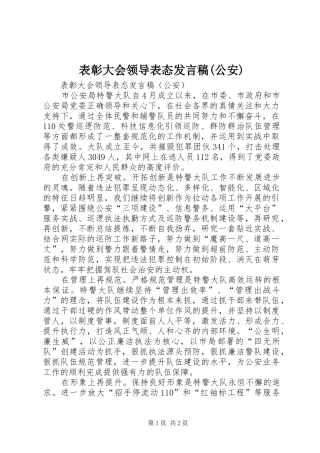 表彰大会领导表态发言(公安)