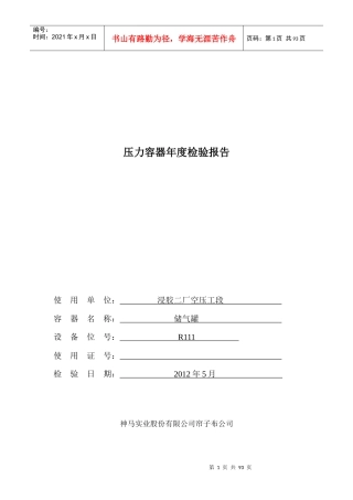 压力容器年度检验报告