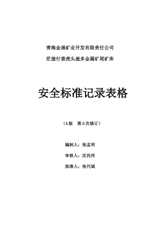 尾矿库标准化记录表格