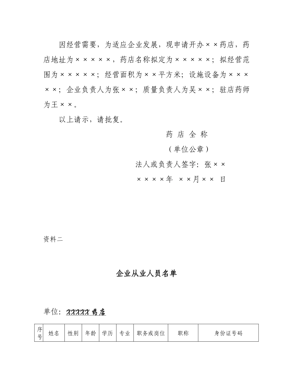 开办药品零售企业申办材料样书_第3页