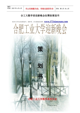 合工大数学系迎新晚会拉赞助策划书