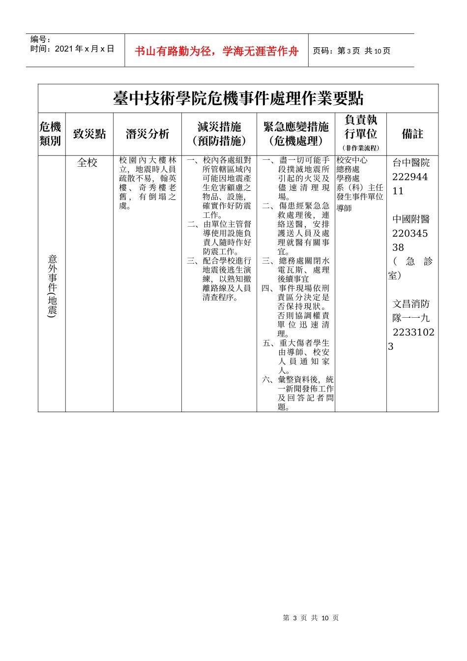 台中技术学院危机事件处理作业要点_第3页