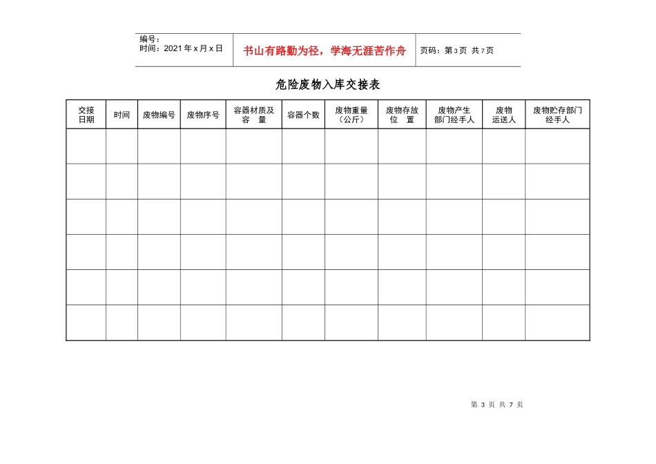 危险废物管理台帐(内部利用处置交接单)_第3页