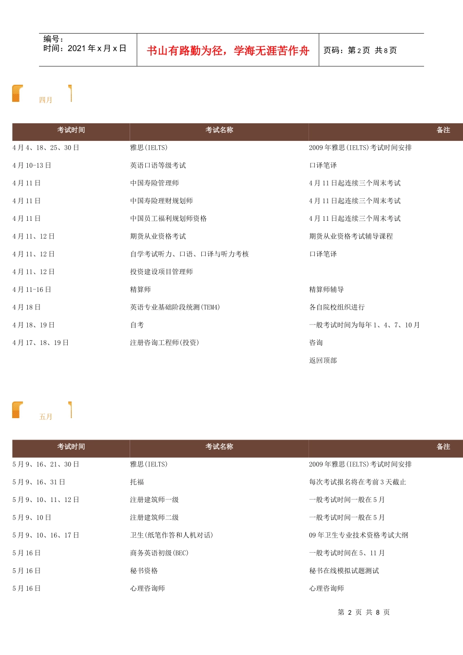 各月考试时间安排_第2页