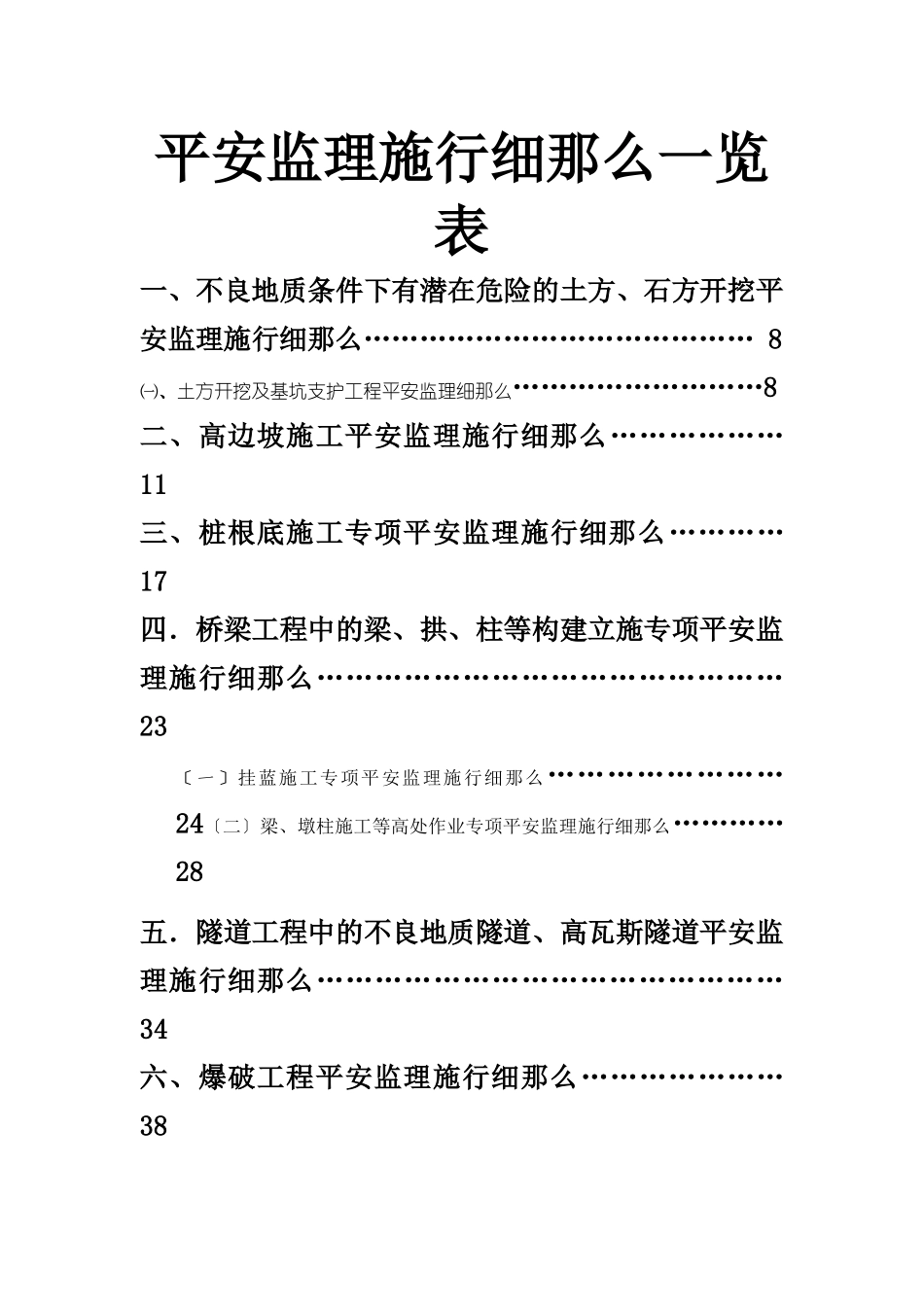 十大危险性较大的工程专项安全监理实施细则_第1页