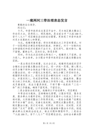 一廊两河三带治理表态发言稿