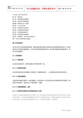 可行性调研模板(DOC43页)
