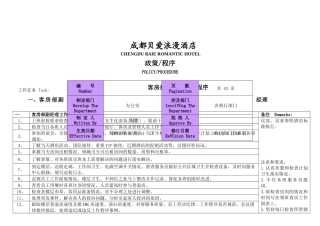 小酒店酒店客房-前厅程序制度