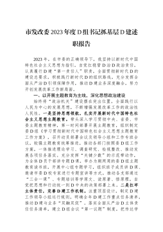 市发改委2023年度党组书记抓基层党建述职报告