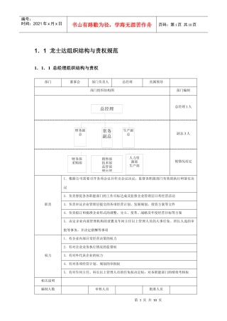各部门组织架构与责权