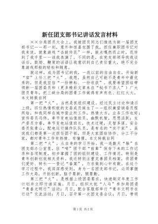 新任团支部书记讲话发言材料提纲