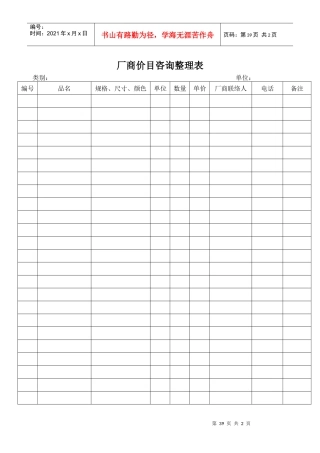 厂商咨询整理检查表