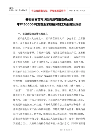 变性玉米粉项目文本