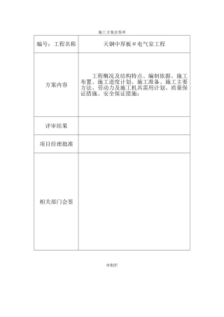 厂地下室天钢中厚板3＃电气室工程施工组织设计方案(19页)