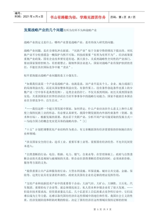 发展战略产业的几个问题