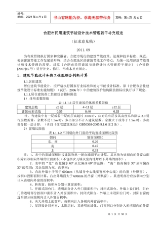 合肥市民用建筑节能设计技术管理若干补充规定