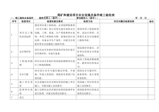 尾矿库建设项目安全设施及条件竣工验收表