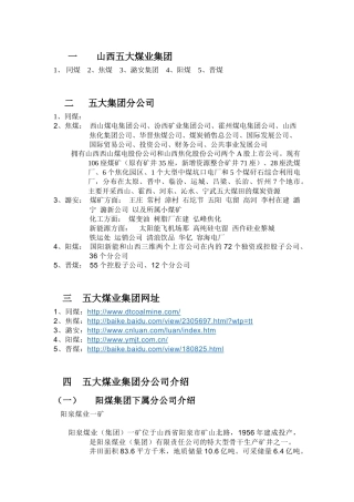 山西五大煤业集团修订版
