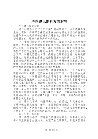 严以律己剖析发言致辞