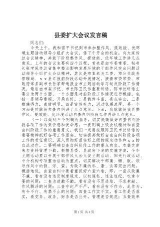 县委扩大会议发言