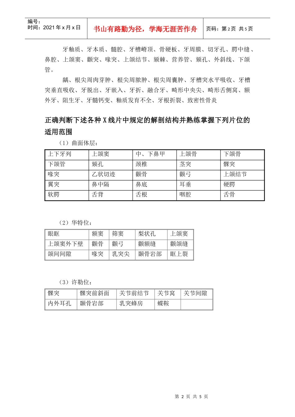 口腔颌面影像诊断学临床实习手册_第2页