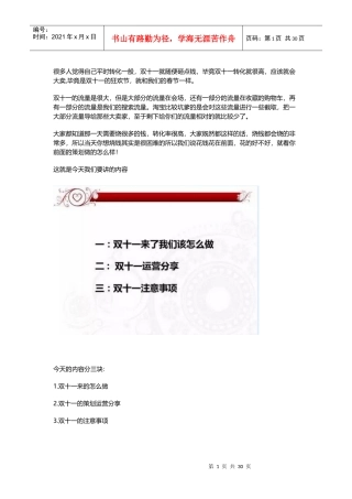 双11运营策划必看